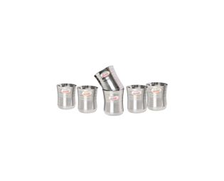 JAGGERY Small Stainless Steel Drinking Glasses Set of 6 Tumbler for Tea/Glass Set Water/Juice Glass (Design 4)