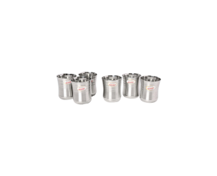 JAGGERY Small Stainless Steel Drinking Glasses Set of 6 Tumbler for Tea/Glass Set Water/Juice Glass (Design 4)