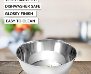 JAGGERY Stainless Steel 700ml Katora Set, Big Bowl Rust Proof, Useful as Mixing Bowl or Serving Donga (17 cm Diameter, Pack of 4)