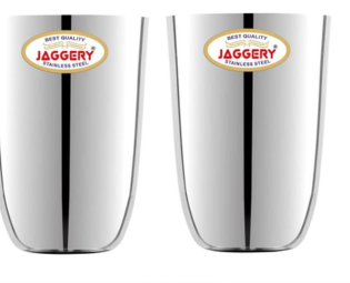 JAGGERY® Stainless Steel Drinking Serving Water Milk Juice Glass Glasses Set, (Passion Glass 300ml, Pack of 2)