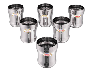 JAGGERY® Stainless Steel Drinking Serving Water Milk Juice Glass Glasses Set, (Sumo 300ml, Pack of 6)