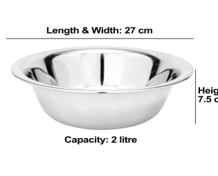 JAGGERY®Stainless Steel Multipurpose Dhhama,gamla,kathot,besin, deep Bowl for kneading Dough