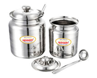JAGGERY® Stainless Steel Flat Lid Puri Dabba, Jars & Containers for Kitchen Use (Dia 14 Cm,13 Cm,11 Cm & 9.4 Cm)