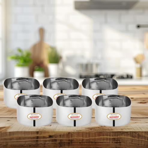 JAGGERY Heavy Gauge Stainless Steel Square Bombay Wati Katori with Mirror Finish Sturdy And Durable For Home And Kitchen – 7 cm L&W, Set of 6pc, 150ML Each - Silver