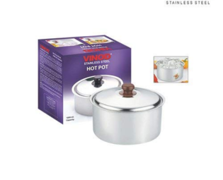 Vinod Stainless Steel Hot Pot (1000 ML), Smoky Grey, Standar