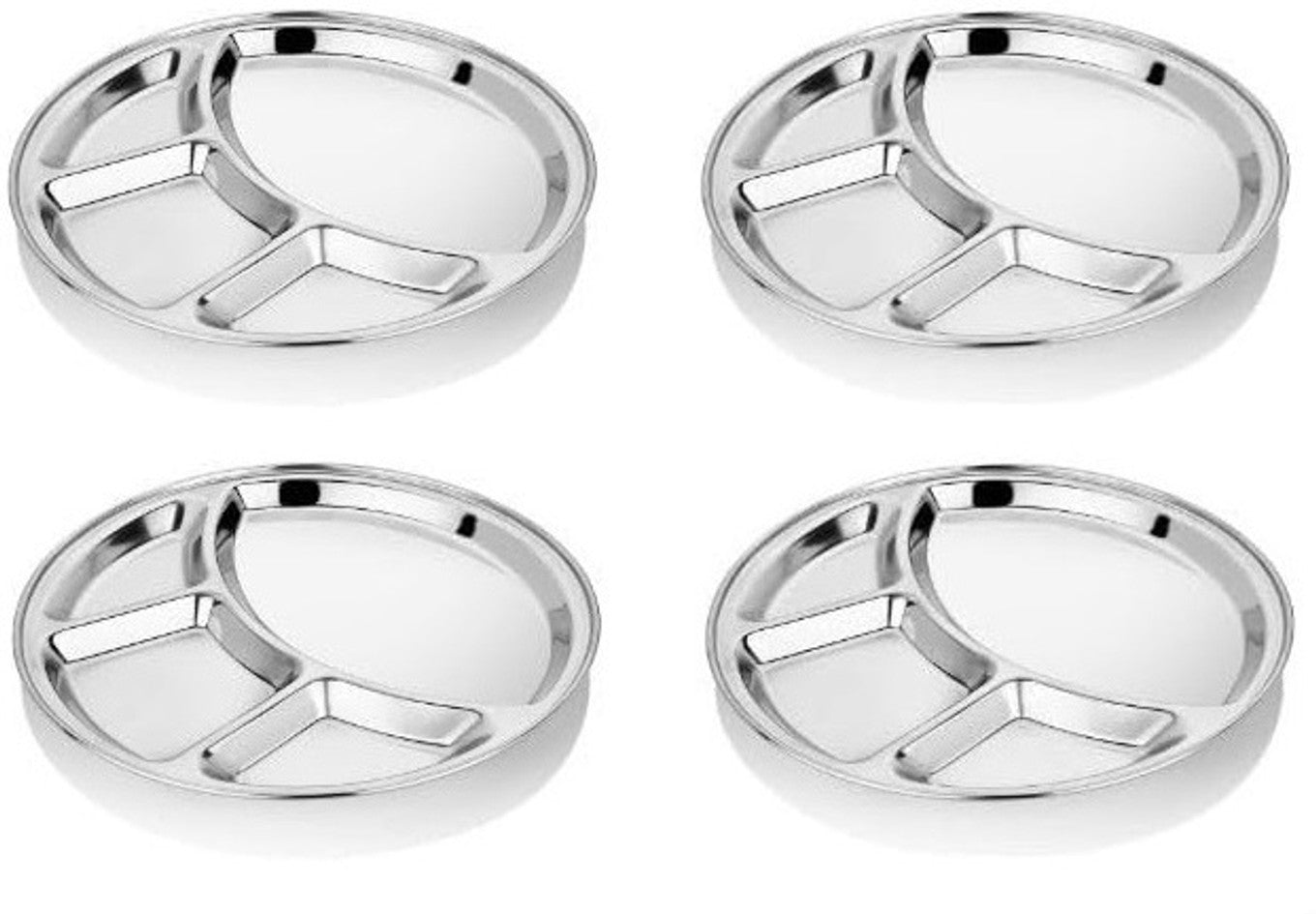 Vinod Stainless Steel Bhojan Thali /4 Compartment Lunch & Dinner Plate Dia- 32cm No.13