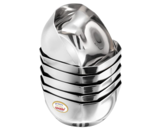 JAGGERY Brand- Stainless Steel Heavy Double Square Bowl/Hexagon Vati/Wati/Mirror Finished Katori -Set of 8 (capacity-200ml, Length and Width 9cm, Height-4.4cm)