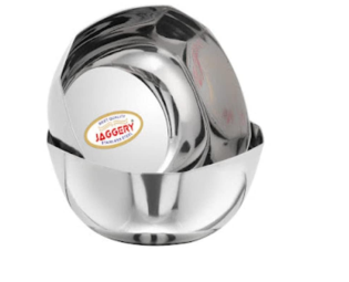 JAGGERY Brand- Stainless Steel Heavy Double Square Bowl/Hexagon Vati/Wati/Mirror Finished Katori -Set of 4 (capacity-200ml, Length and Width 9cm, Height-4.4cm)