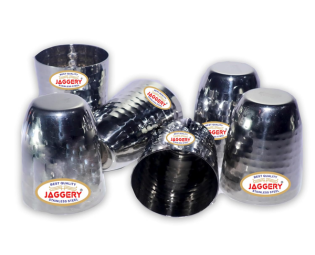 JAGGERY Stainless Steel Premium Glass Multipurpose Drinking Glasses for Water and Durable for Home and Kitchen (Hammered) - 6pcs Glasses (300 Ml) Silver