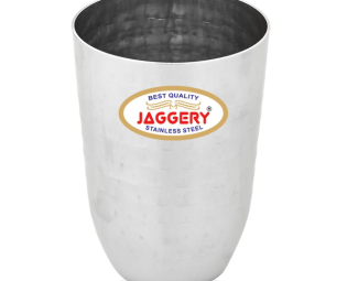 JAGGERY Stainless Steel Premium Glass Multipurpose Drinking Glasses for Water and Durable for Home and Kitchen (Hammered) - 6pcs Glasses (300 Ml) Silver