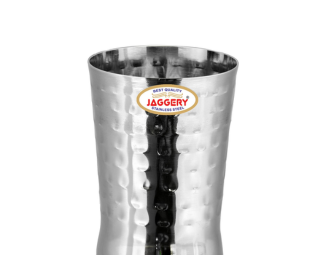 JAGGERY® Stainless Steel Drinking Serving Water Milk Juice Glass Glasses Set, 350 ml (Hammered-spice, Pack of 6)