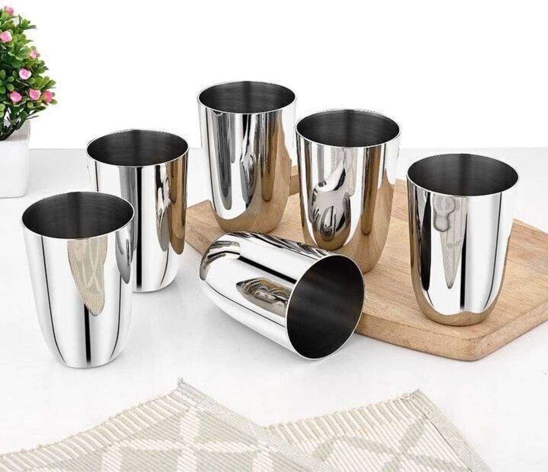Vinod Passion Steel Glass Set, 300 ml, 6 Piece, Service for 6