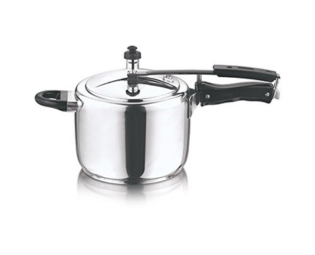 Vinod Stainless Steel Cookware Induction Friendly Sandwich Bottom Inner Lid Pressure Cooker, 3 Liters, Silver