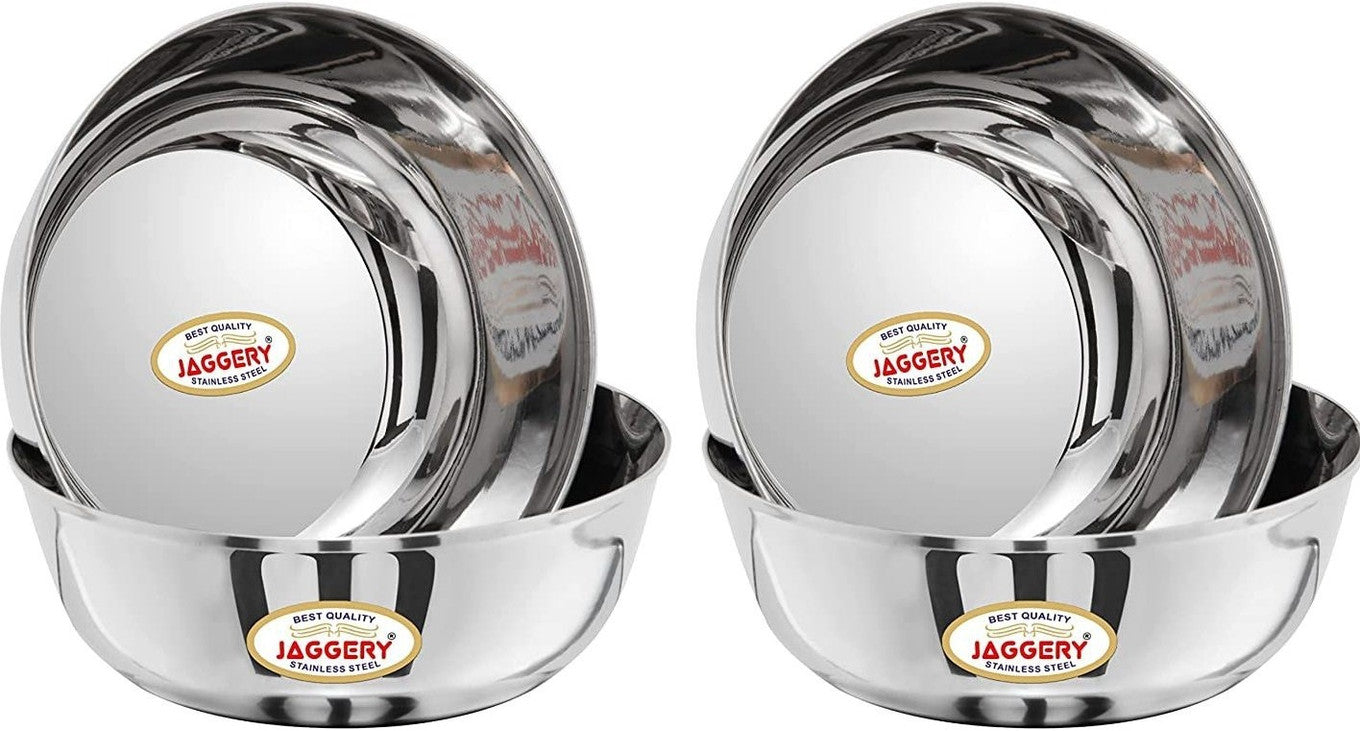 JAGGERY Stainless Steel 1170ml Katora/Big Bowl Set Donga (20cm Diameter)