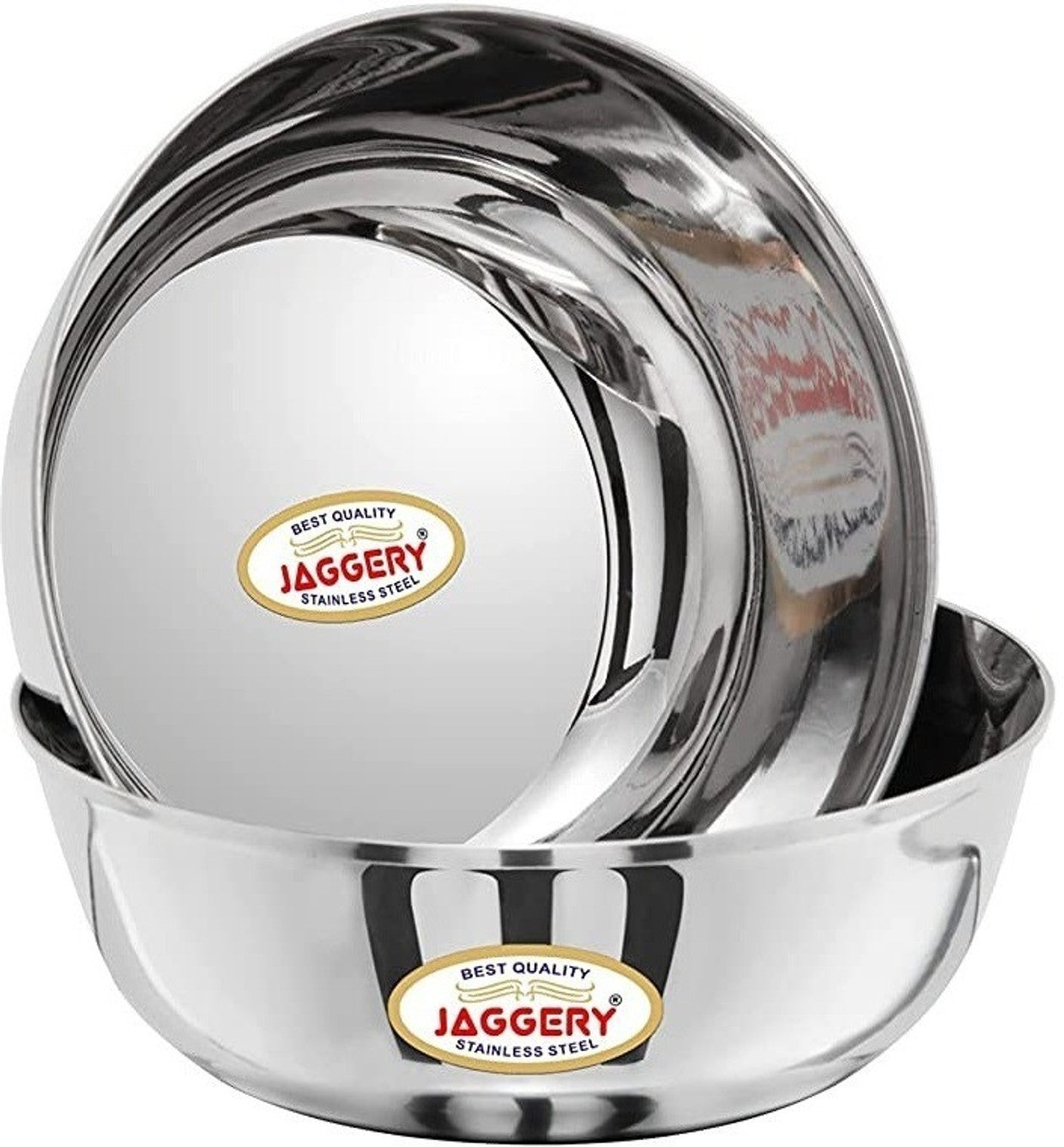 JAGGERY Stainless Steel 1170ml Katora/Big Bowl Set Donga (20cm Diameter)