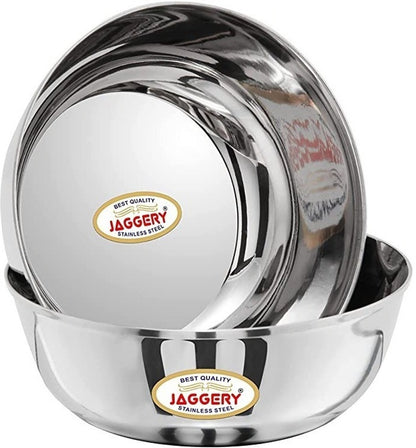 JAGGERY Stainless Steel 1170ml Katora/Big Bowl Set Donga (20cm Diameter)