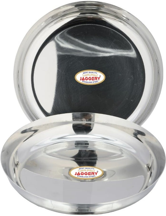 JAGGERY Stainless Steel Rice Platter to Serve Rajma Chawal, Chhole Chawal Or Curry Rice Bowl