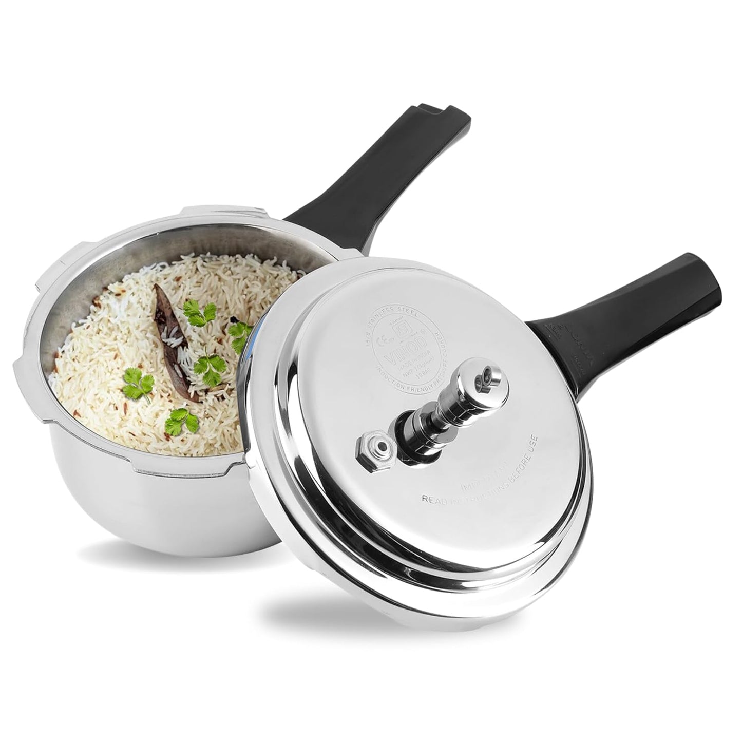 Vinod Platinum Triply Stainless Steel Outer Lid Pressure Cooker - 2 Liter, Induction Friendly, ISI Certified, Small Pressure Cooker for Quick Meals, Silver