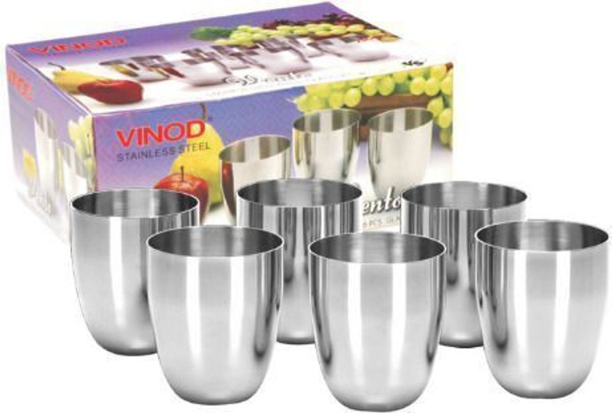 Vinod Stylish Vento Steel Glass 300 ml,6 Piece, Service for 6